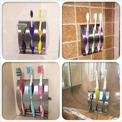 Wall Mounted Toothbrush Holder Stainless Steel Self Adhesive