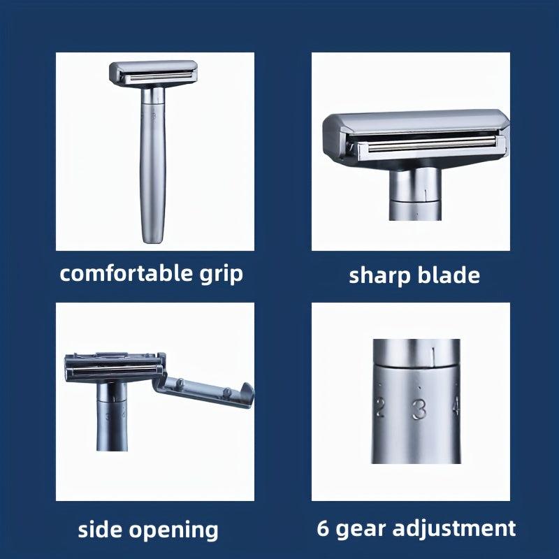 Shaving Kit 5 Blade Refills & Blade Cover Easy Grip Handle Shaving Starter Set