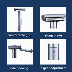 Shaving Kit 5 Blade Refills & Blade Cover Easy Grip Handle Shaving Starter Set