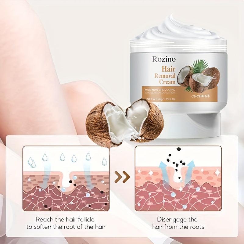Coconut Hair Removal Cream Gentle Non Irritating Painless Long lasting 50ml