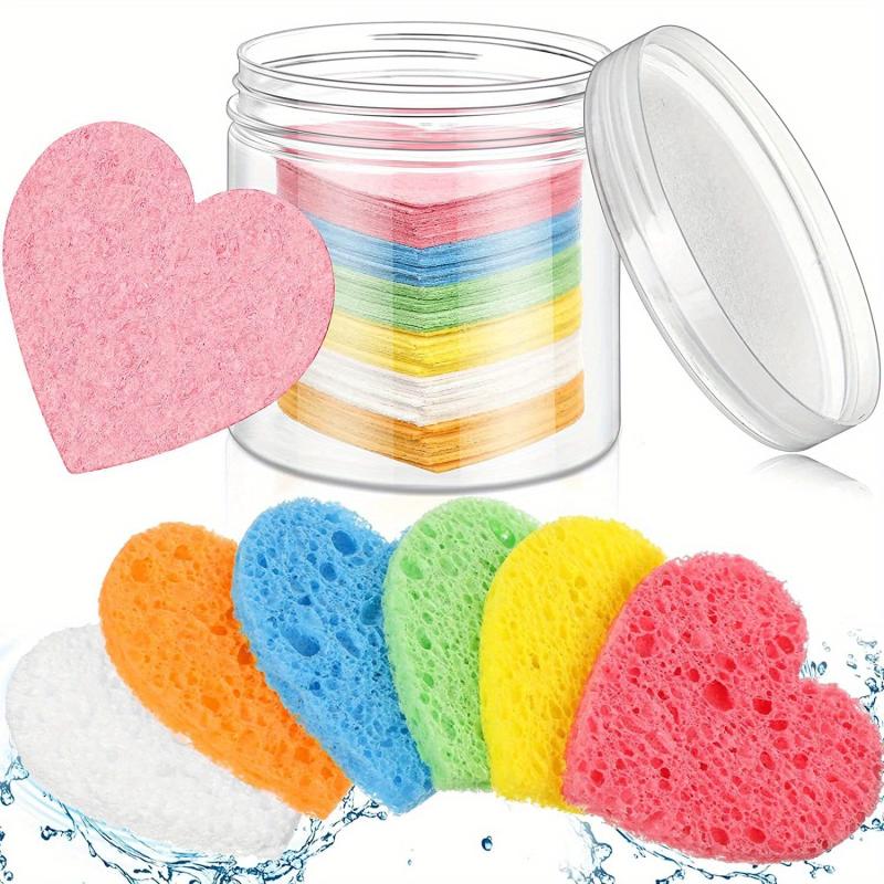 20pcs Heart Shape Facial Sponges Natural Sponge Pads Exfoliating Makeup Removal