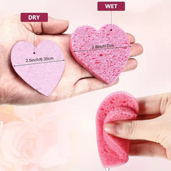 20pcs Heart Shape Facial Sponges Natural Sponge Pads Exfoliating Makeup Removal