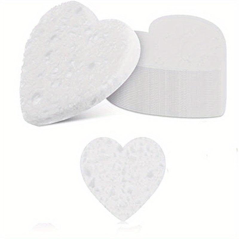 20pcs Heart Shape Facial Sponges Natural Sponge Pads Exfoliating Makeup Removal
