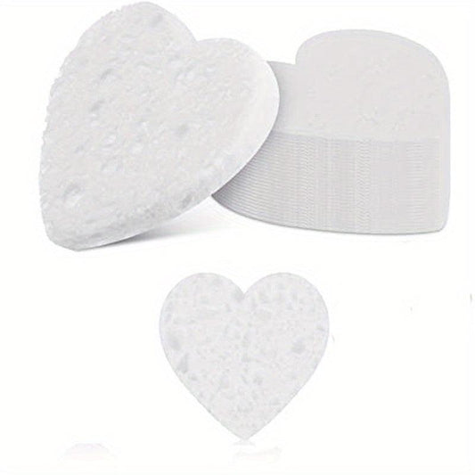 20pcs Heart Shape Facial Sponges Natural Sponge Pads Exfoliating Makeup Removal