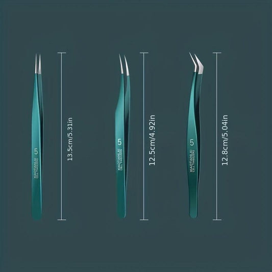 Stainless Steel Eyelash Extension Tweezers - Professional Lash Tweezers