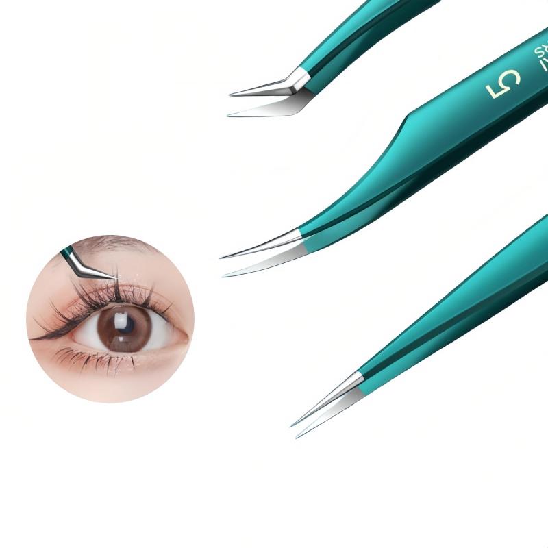 Stainless Steel Eyelash Extension Tweezers - Professional Lash Tweezers