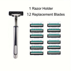 Men's Shaving Razor Blade Set 30 Blades 2 Layers Stainless Steel Manual Razors