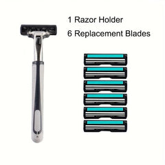 Men's Shaving Razor Blade Set 30 Blades 2 Layers Stainless Steel Manual Razors