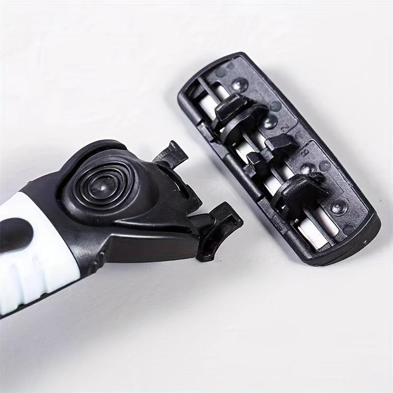 6-Layer Stainless Steel Shaving Razor Blade Set with 1 Holder & 6 Blades