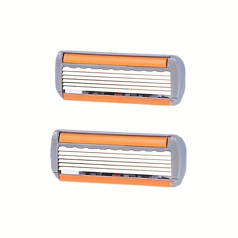 6-Layer Stainless Steel Shaving Razor Blade Set with 1 Holder & 6 Blades