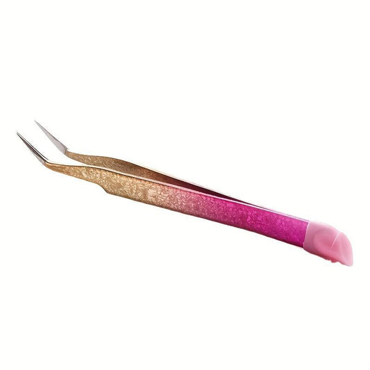 Dual-Ended Silicone Nail Art Tweezers with Pressing Head - Makeup Tools