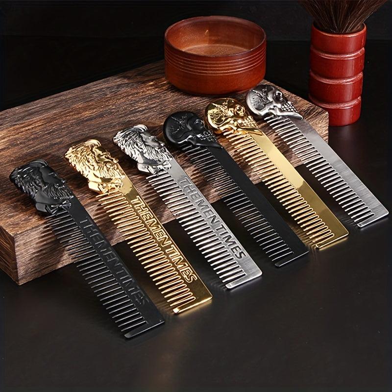 Stainless Steel Beard Comb Skull Handle Hair Styling Tool