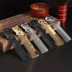 Stainless Steel Beard Comb Skull Handle Hair Styling Tool