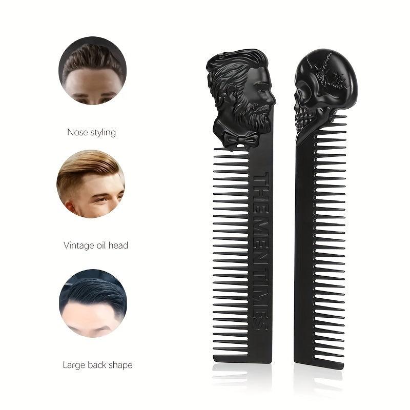Stainless Steel Beard Comb Skull Handle Hair Styling Tool