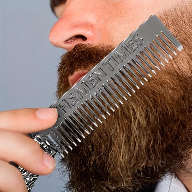 Stainless Steel Beard Comb Skull Handle Hair Styling Tool