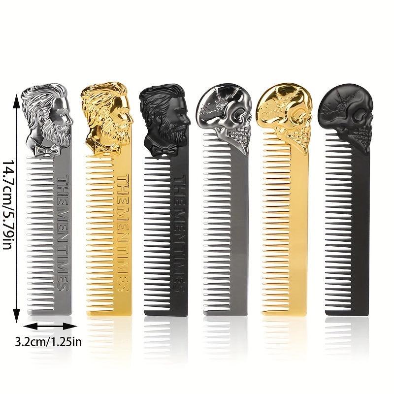Stainless Steel Beard Comb Skull Handle Hair Styling Tool