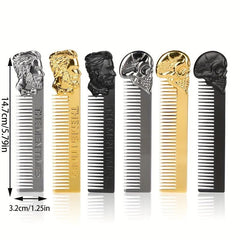 Stainless Steel Beard Comb Skull Handle Hair Styling Tool