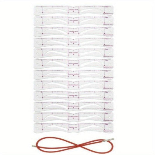 12PCS Eyebrow Stencils Kit Reusable Eyebrow Shaper Template With Strap