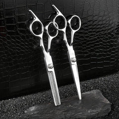 8pcs Hair Cutting Scissors Set with Comb and Case Silver