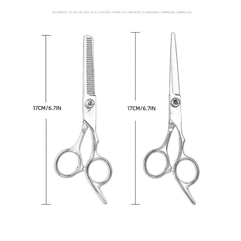 8pcs Hair Cutting Scissors Set with Comb and Case Silver