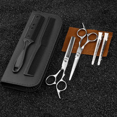 8pcs Hair Cutting Scissors Set with Comb and Case Silver