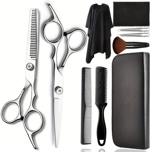 Hair Cutting Scissors Set 10 Pcs Stainless Steel Professional Thinning Shears