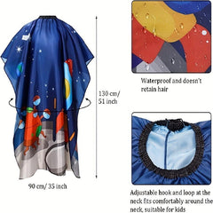 Rocket Pattern Haircut Cape for Boys and Girls