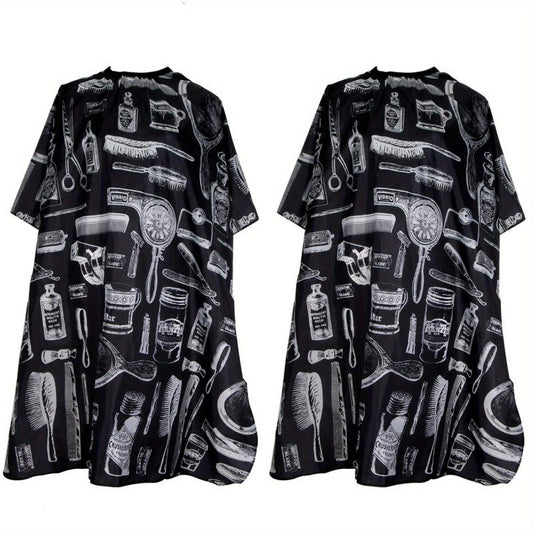 2pcs Hair Cutting Cape & Neck Duster Brush Set - Salon Barber Apron Accessories