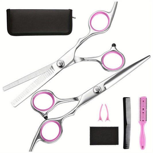 7 pcs Hair Cutting Scissors Set with Leather Case