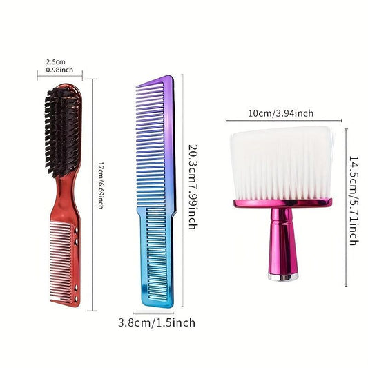 3pcs Prof Styling Comb Set Wide Tooth Detangling Comb Broken Hair Sweeping Brush