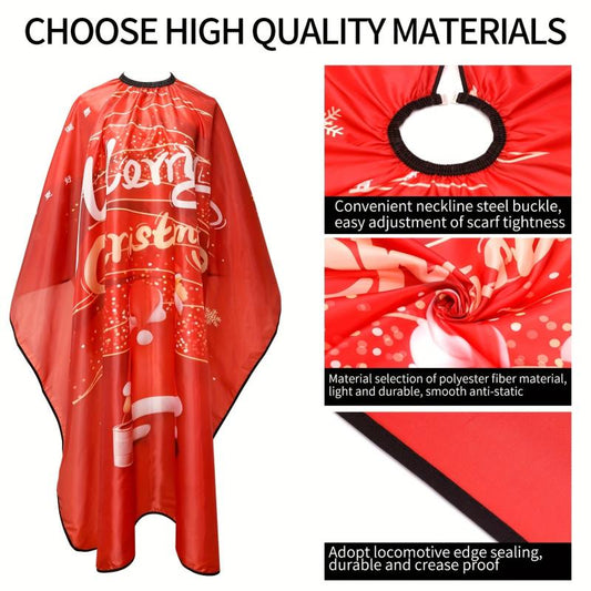 Christmas Pattern Hairdressing Apron Red Cloth Hair Cutting Tools