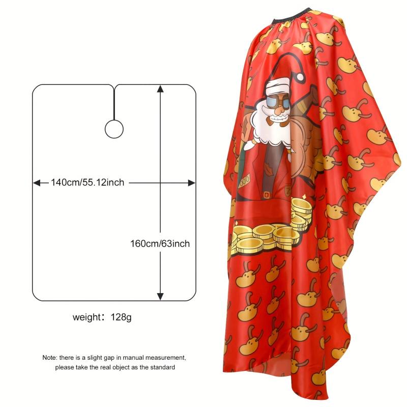 Christmas Pattern Hairdressing Apron Red Cloth Hair Cutting Tools