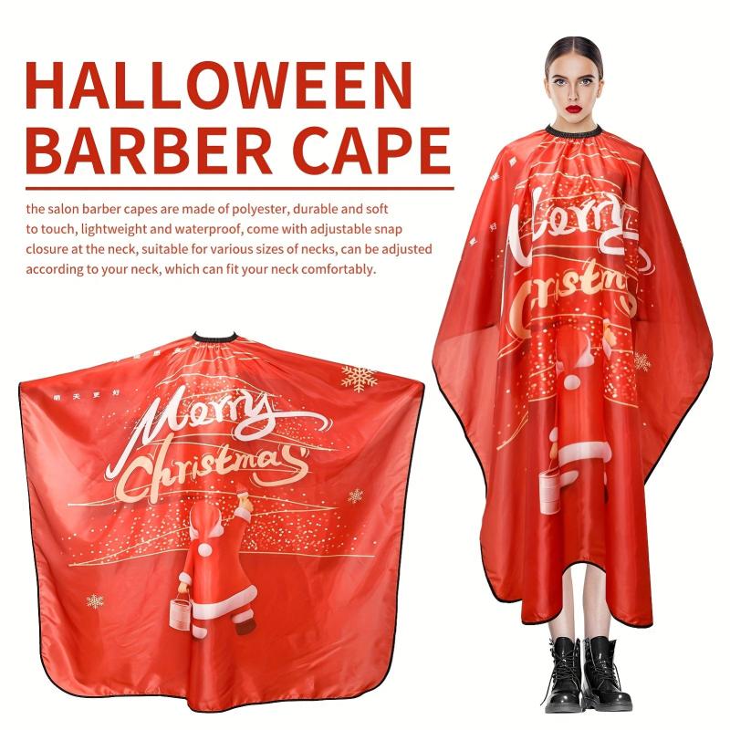 Christmas Pattern Hairdressing Apron Red Cloth Hair Cutting Tools