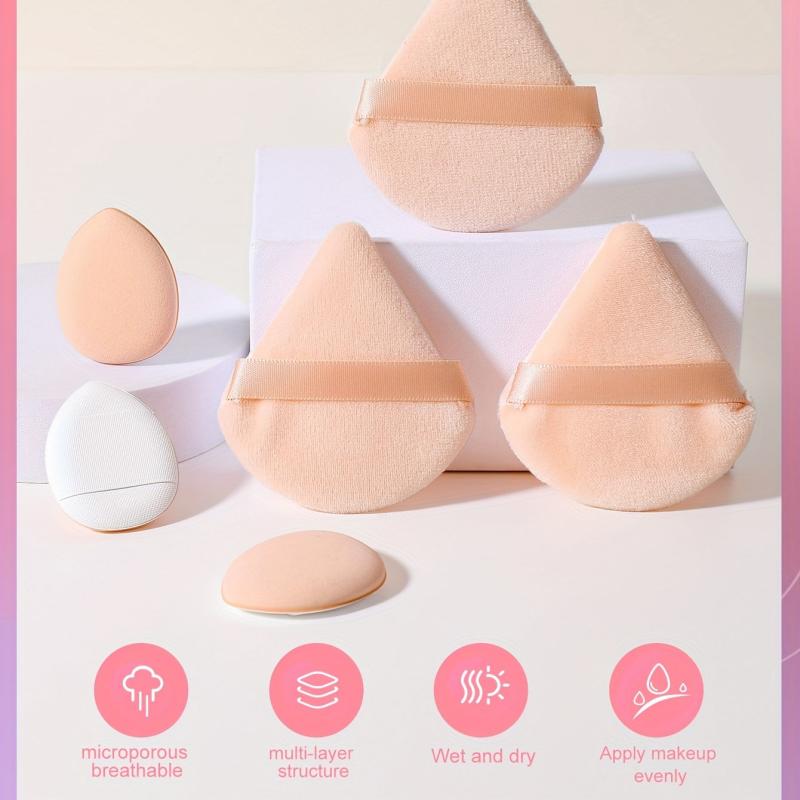 Powder Puff Kit 6pcs Triangle and Finger Puff Beauty Tool Set
