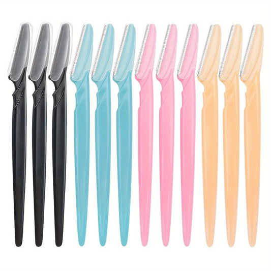 12pcs Precision Eyebrow Razor with Cover - Shape and Trim Facial Hair