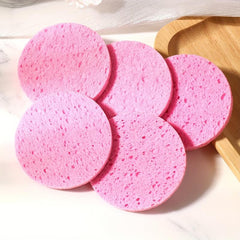 5 Pcs Reusable Face Wash Puff Wood Pulp Facial Sponge Puff