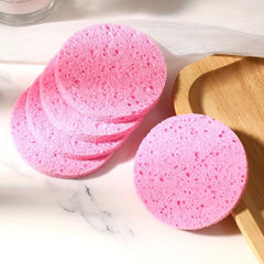 5 Pcs Reusable Face Wash Puff Wood Pulp Facial Sponge Puff