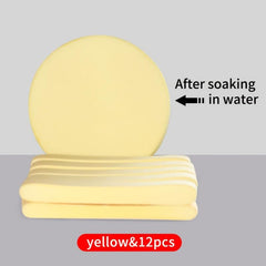 12pcs Face Cleansing Sponge Puff Wood Pulp Clean Face Thicken Remove Makeup