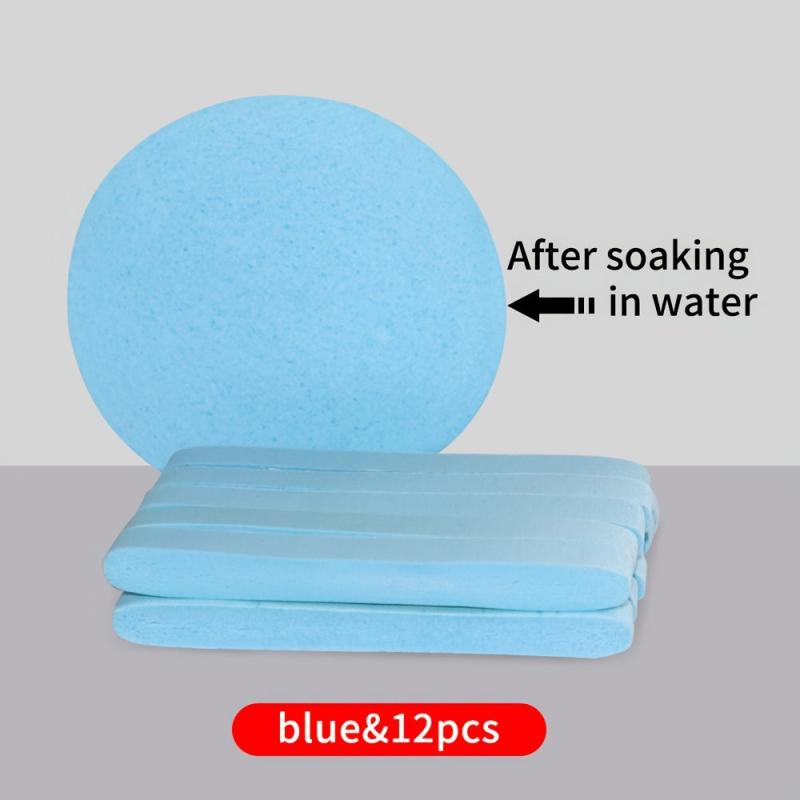 12pcs Face Cleansing Sponge Puff Wood Pulp Clean Face Thicken Remove Makeup
