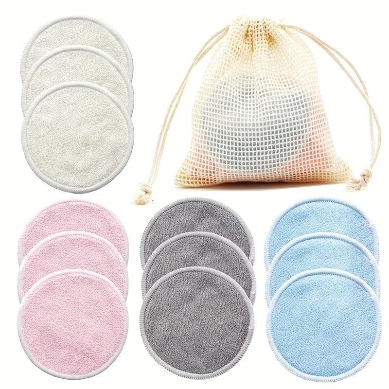 12Pcs Reusable Cotton Pads Makeup Remover Washable Bamboo Make Up Pads