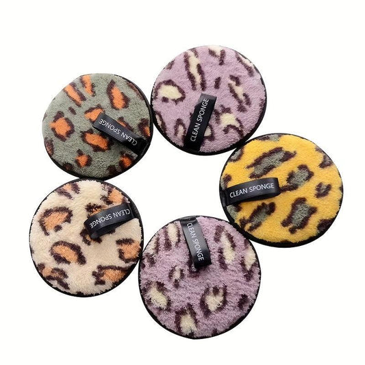 1pc Reusable Leopard Print Women's Makeup Remover Pad Coral Velvet Disc