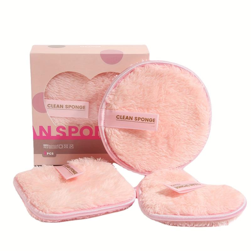 3 Pcs Natural Facial Powder Puffs Reusable Makeup Remover Pads