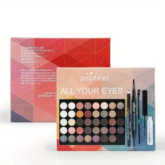 Complete Eye Makeup Set: Palette, Mascara, Brush, Liner, Brow Pen