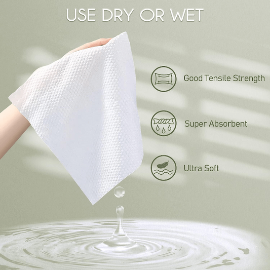 60Pcs Biodegradable Disposable Face Towel Extra Thick Soft Clean Facial Towels