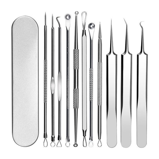 11Pcs Ingrown Hair Tweezers Acne Blackhead Removal Needles Pore Cleaner