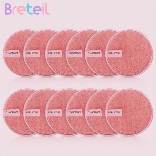 12 Pcs Hot Pink Face Cleaning Puff Wet And Dry Reusable Sponge Puff