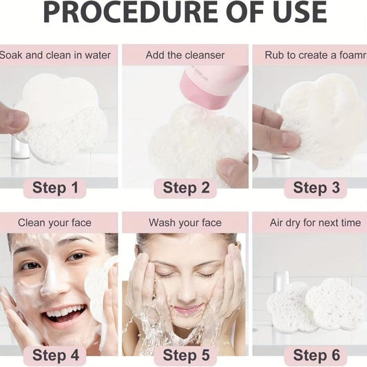 Flower Shape Compressed Facial Sponges Natural Reusable Cleansing Pads