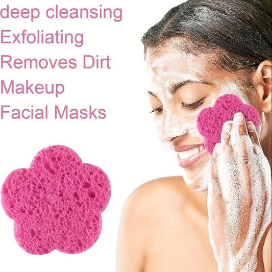 Flower Shape Compressed Facial Sponges Natural Reusable Cleansing Pads
