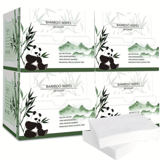 4 Bamboo Fiber Face Towels Biodegradable Extra Thick Soft Cleansing