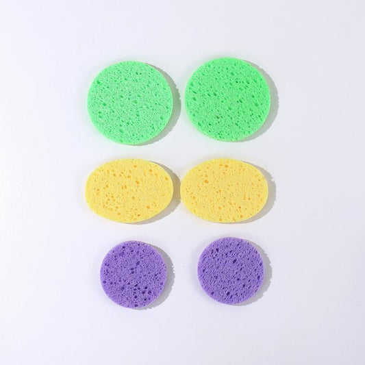 6pcs Wood Pulp Round Makeup Remover Cleansing Face Wash Puff